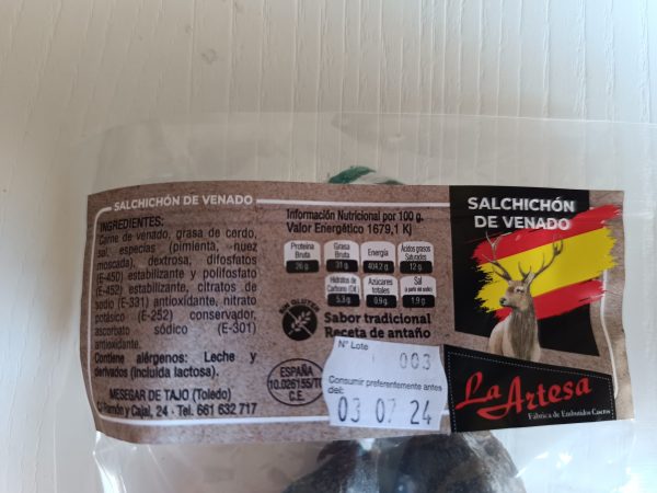 etiqueta salchichon venado